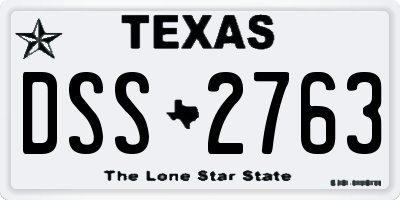 TX license plate DSS2763