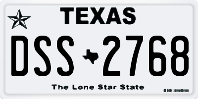 TX license plate DSS2768