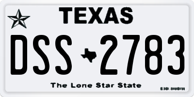 TX license plate DSS2783