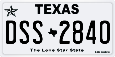 TX license plate DSS2840