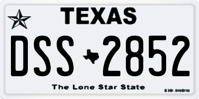 TX license plate DSS2852