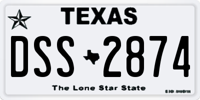 TX license plate DSS2874