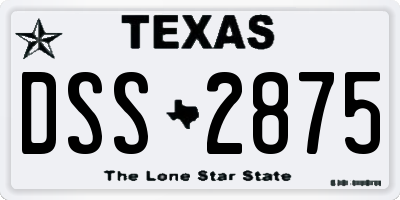 TX license plate DSS2875