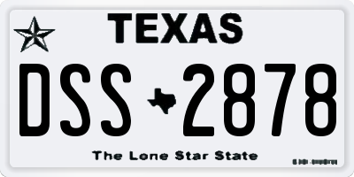 TX license plate DSS2878