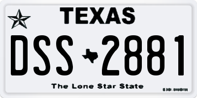 TX license plate DSS2881