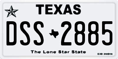 TX license plate DSS2885