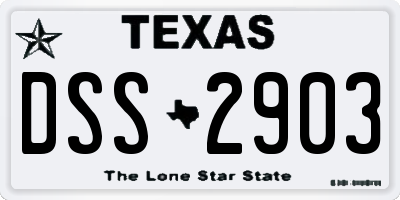 TX license plate DSS2903