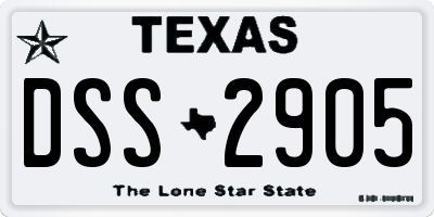TX license plate DSS2905