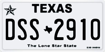 TX license plate DSS2910