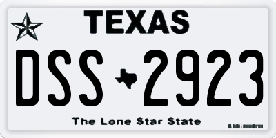TX license plate DSS2923