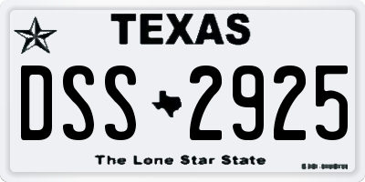 TX license plate DSS2925