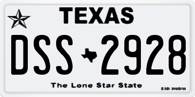 TX license plate DSS2928