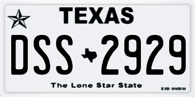 TX license plate DSS2929