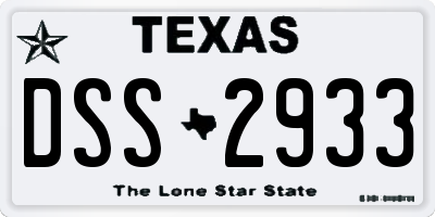 TX license plate DSS2933