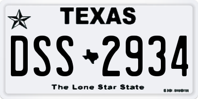 TX license plate DSS2934