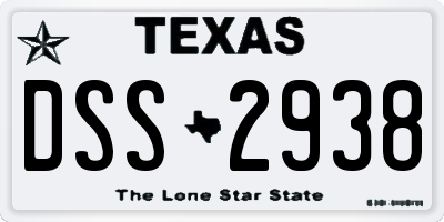 TX license plate DSS2938