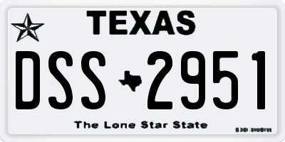 TX license plate DSS2951