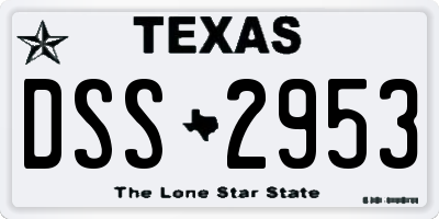 TX license plate DSS2953