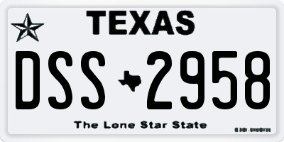 TX license plate DSS2958