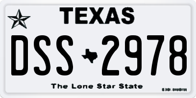 TX license plate DSS2978