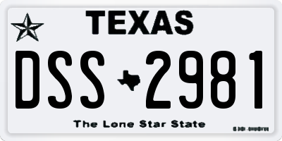 TX license plate DSS2981