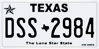 TX license plate DSS2984