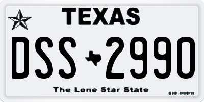 TX license plate DSS2990