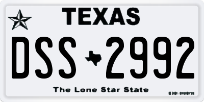 TX license plate DSS2992