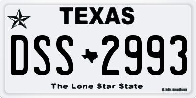 TX license plate DSS2993