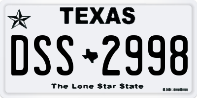 TX license plate DSS2998