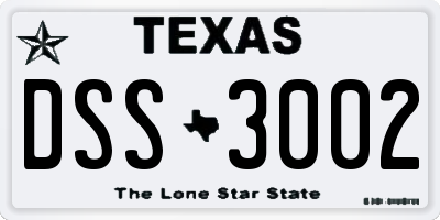 TX license plate DSS3002