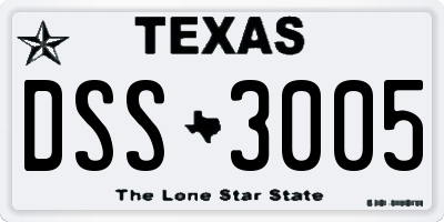 TX license plate DSS3005
