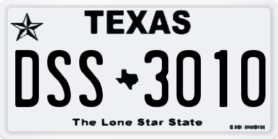 TX license plate DSS3010