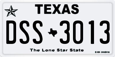 TX license plate DSS3013