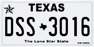 TX license plate DSS3016