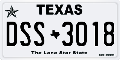 TX license plate DSS3018