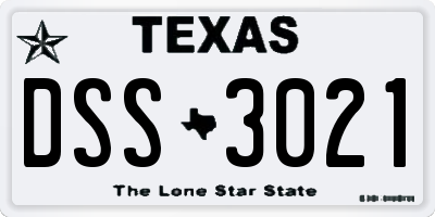 TX license plate DSS3021