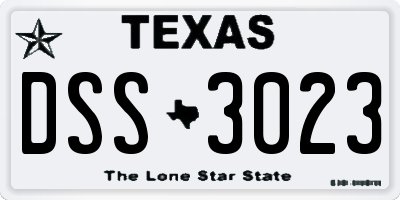 TX license plate DSS3023