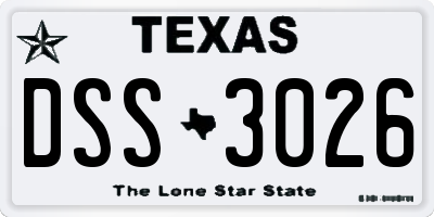 TX license plate DSS3026