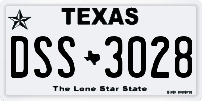 TX license plate DSS3028
