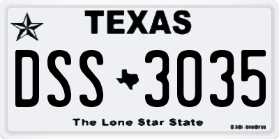 TX license plate DSS3035
