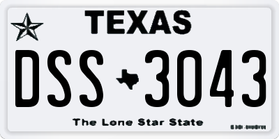 TX license plate DSS3043