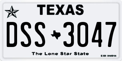 TX license plate DSS3047