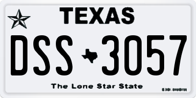 TX license plate DSS3057