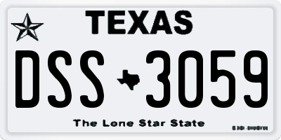 TX license plate DSS3059