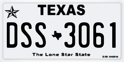 TX license plate DSS3061