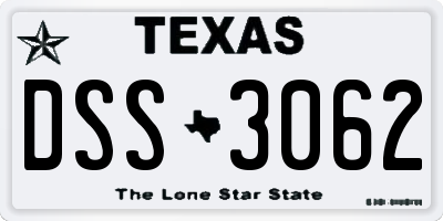 TX license plate DSS3062