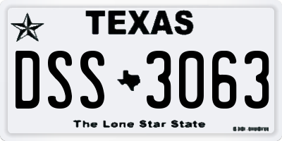 TX license plate DSS3063