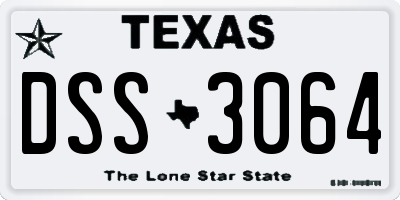 TX license plate DSS3064
