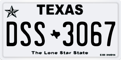 TX license plate DSS3067